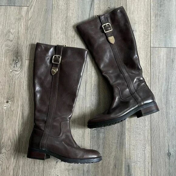 COACH Chocolate Brown Easton Riding Boots Size 6 - Picture 1 of 8